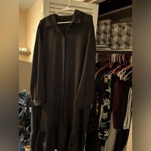 Long maxi button up collar dress